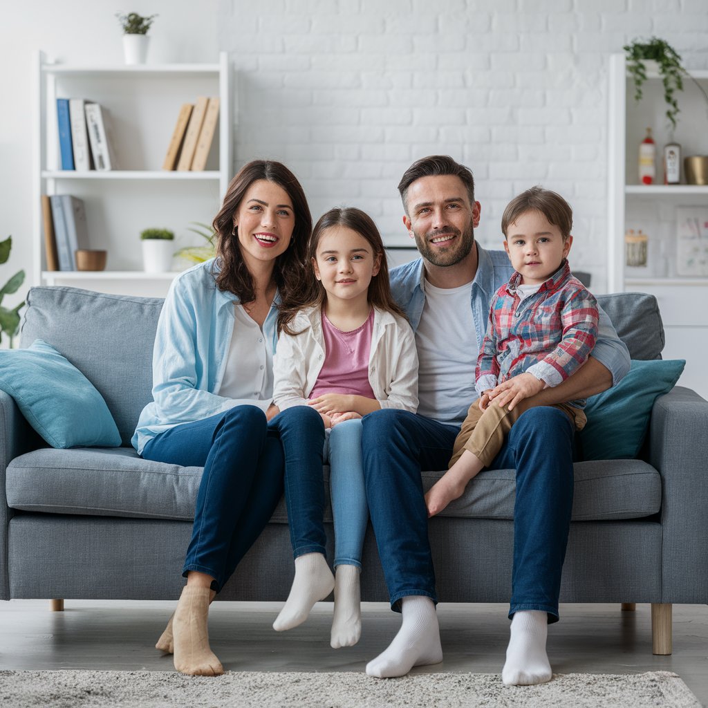 famille heureux dans une maison propre